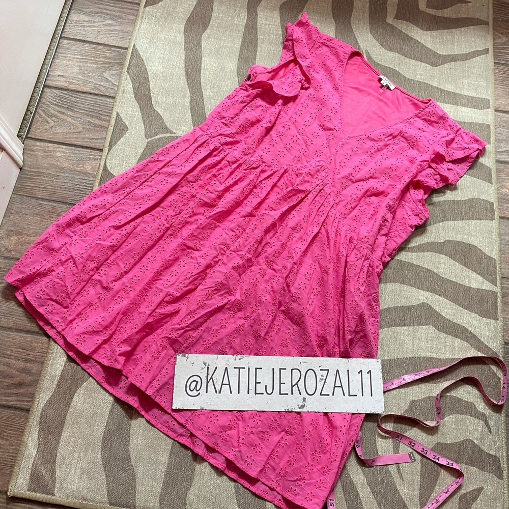 Andre 1X Pink Eyelet Dress EUC